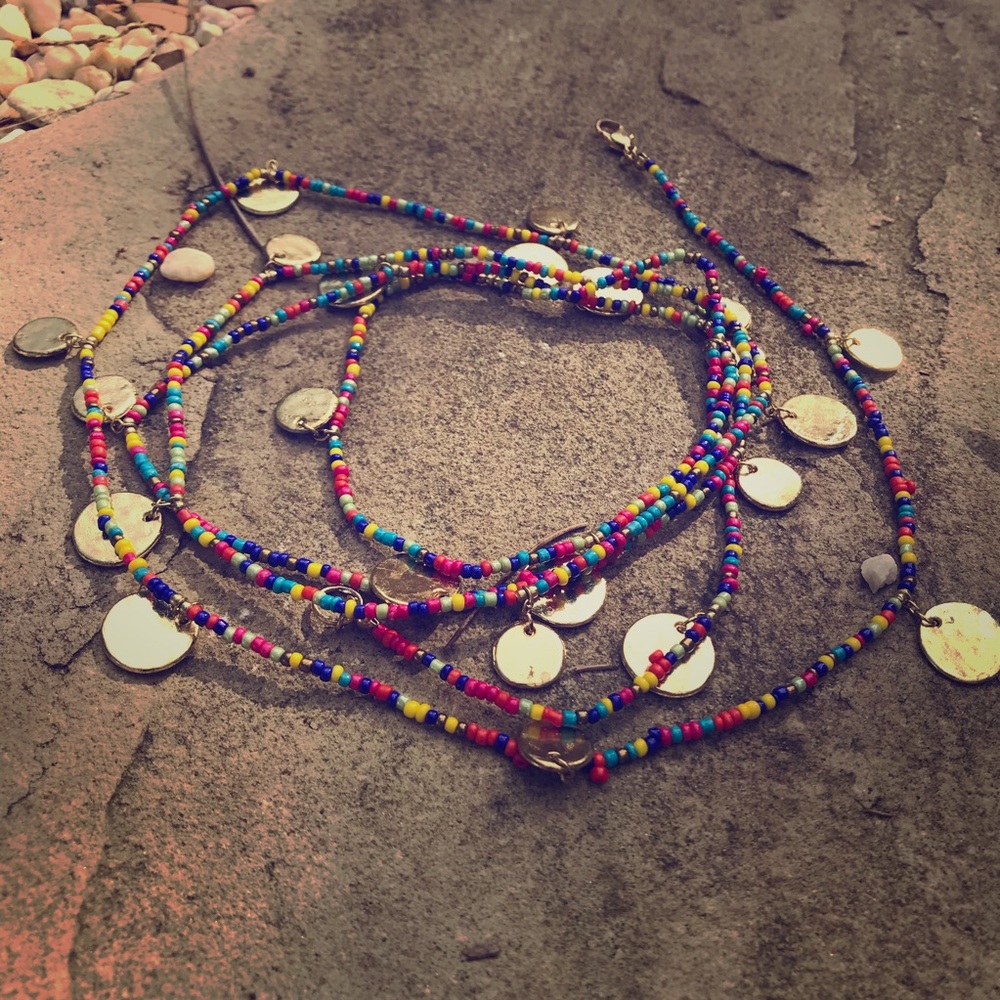 60” seed bead boho gypsy hippy necklace
